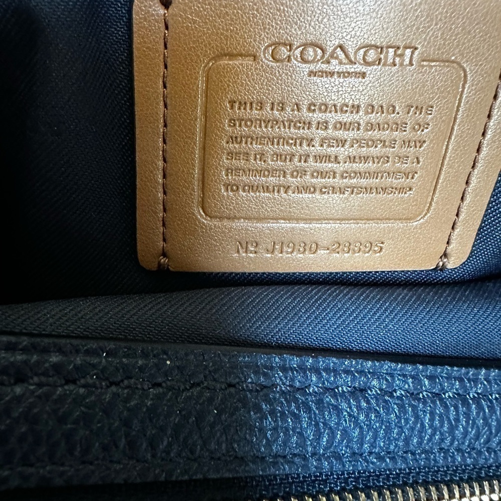 Coach Edie 3 Midnight/Milk Jacquard & Leather Shoulder Bag - Picture 7 of 7